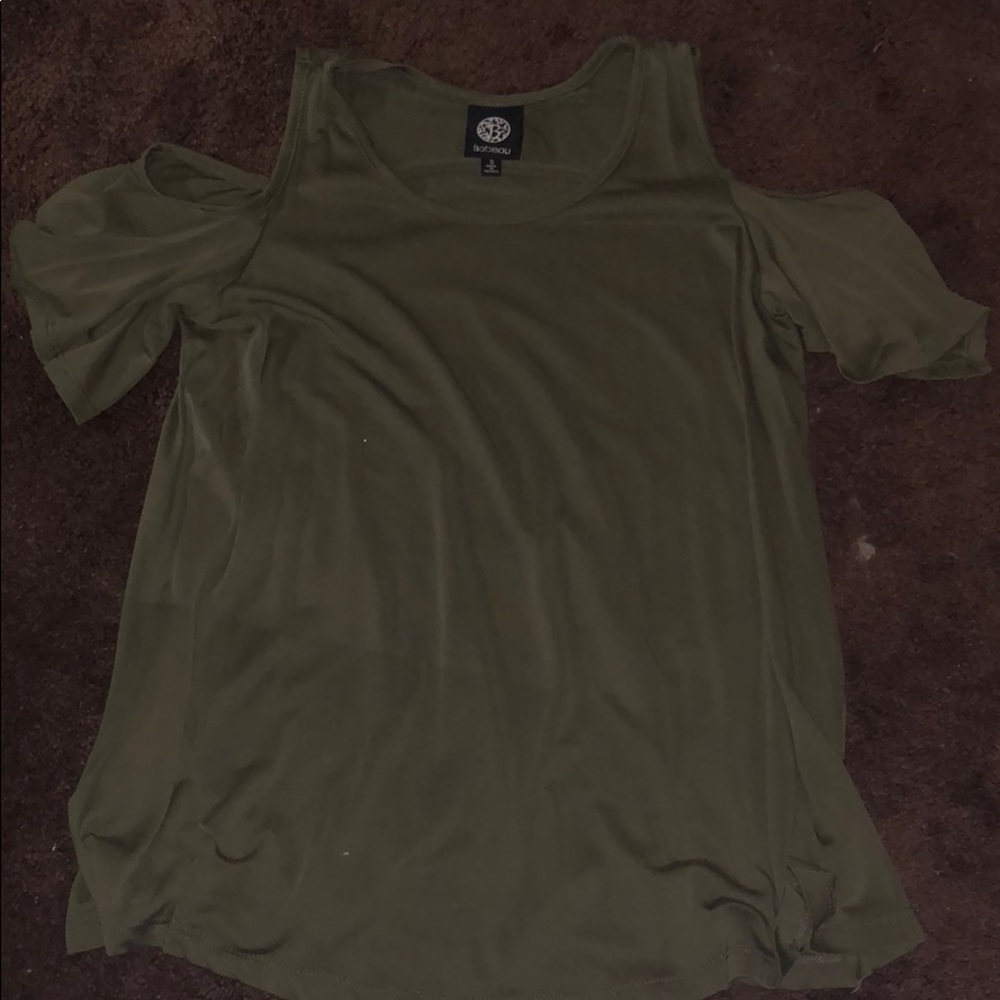 Army Green cold shoulder blouse